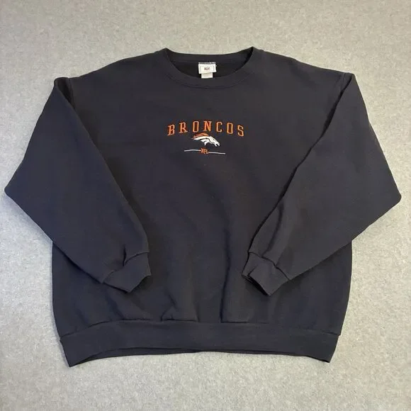 Denver Broncos Sweatshirt Mens XL NFL VF Imagewear Navy Crewneck Vintage Y2K - Picture 1 of 9